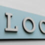 Loo Sign Pastel Blue, Bathroom Toilet Sign Birch Wood, thumbnail 1 of 3