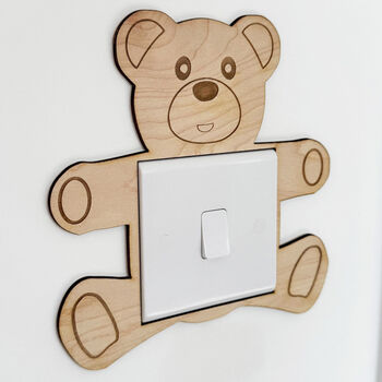 Wooden Teddy Bear Light Switch Cover Surround, 4 of 6