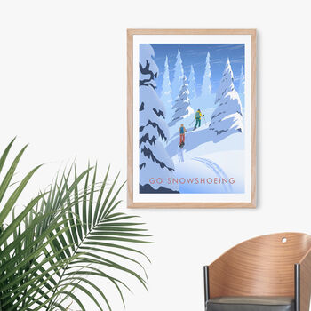 Go Snowshoeing Travel Poster Art Print, 4 of 8