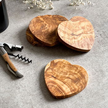 Italian Olive Wood Coasters In Three Shapes, 2 of 5