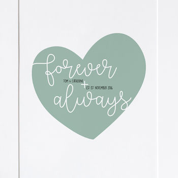 Personalised 'Forever And Always' Heart Print, 5 of 8