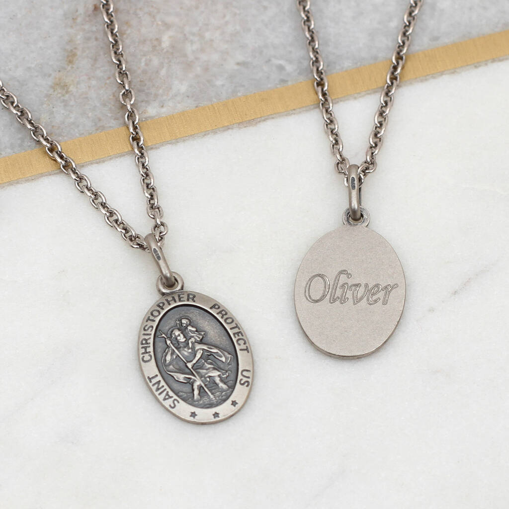 Personalised Sterling Silver St Christopher Necklace, 1 of 9
