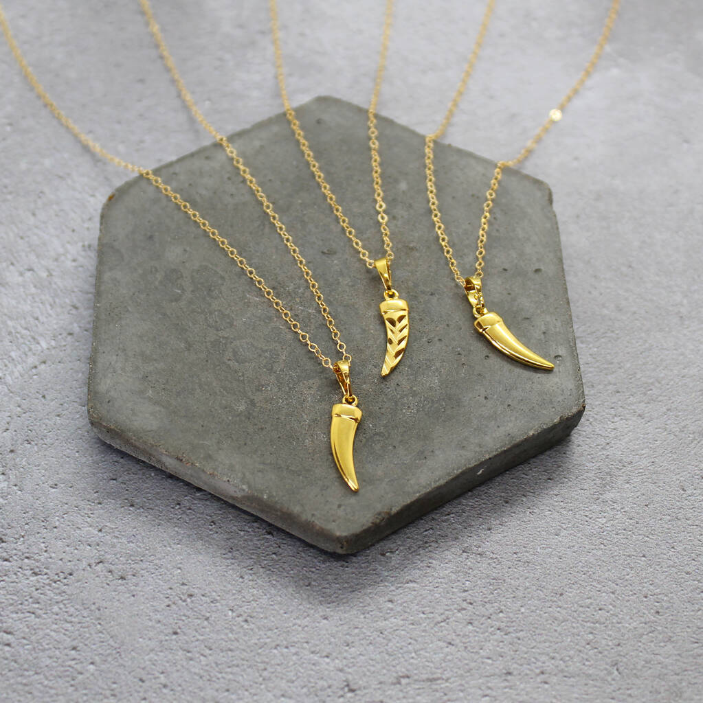 Gold Filled Horn Necklace By Mara Studio