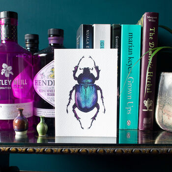 Purple Beetle Illustrated Blank Greeting Card, 2 of 10