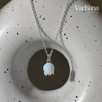 Sterling Silver 925 Simple White Lilly Of The Valley Necklace, 2 of 9