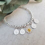 Sterling Silver Personalised Daisy Flower Charm Stretch Bracelet, thumbnail 3 of 5