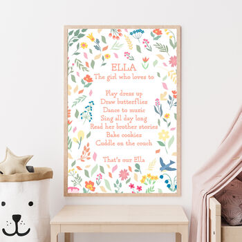 Custom Girls Bedroom Nursery Floral Affirmations Art Print, 2 of 6