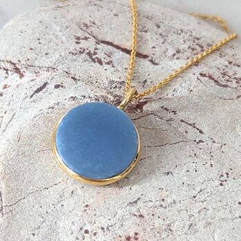 Blue Opal October Birthstone Necklace, Gold Plated, 4 of 9
