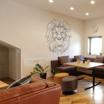 Geometric Lion Head Metal Wall Art Home Office Decor, 3 of 9