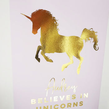 Personalised Gold Foil Unicorn Print, 3 of 3