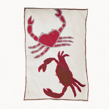 Linen Embroidered Crab Tea Towel, 2 of 3