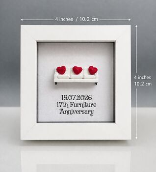 Personalised 17th Furniture Anniversary Sofa Hearts Frame Gift, 5 of 7