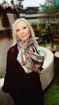 Limited Edition Mozambique Tropical Animals And Art Nouveau Leaves 100% Silk Satin Scarf, 5 of 7