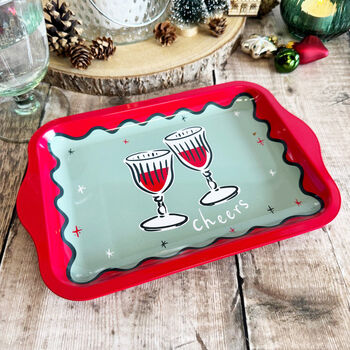 Elegant Christmas Small Serving Drinks And Canape Tray, 7 of 9