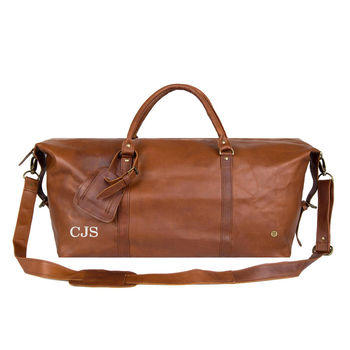 Personalised Leather Duffle Holdall Brown Or Black, 3 of 12