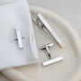 Personalised Two Tone Cubic Tie Clip And Cufflink Set, thumbnail 3 of 12