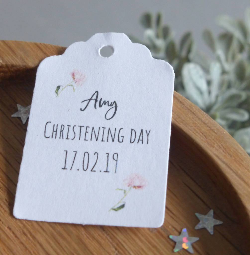 Personalised Christening Tiny Flower Tags