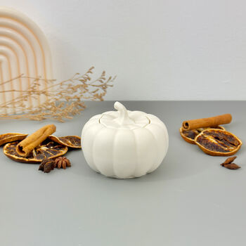 Handmade White Pumpkin Trinket Dish Autumn Decor, 6 of 10