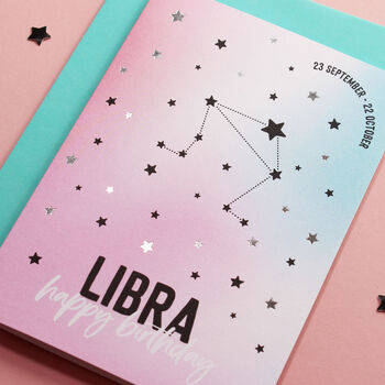 Libra Star Sign Constellation Birthday Card, 2 of 6