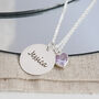 Engraved Necklace With Birthstone Heart, thumbnail 1 of 8