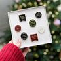 A Box Of Christmas Enamel Pin Badges, thumbnail 1 of 9
