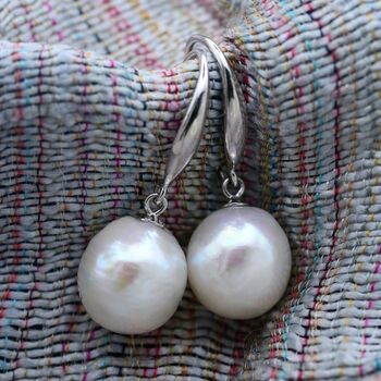 Baroque Pearl Sterling Silver Hook Earrings, 11 of 12