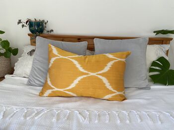 Silk Ikat Yellow Cushion Cover, 7 of 7