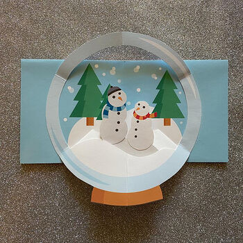 Handmade Snowglobe And Snowman Pop Up Christmas Card, 3 of 3