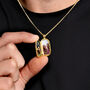 Men's Large Howlite Dog Tag Locket 18 K Gold Plated Silver, thumbnail 6 of 9