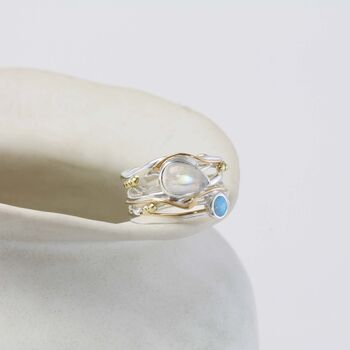 Moonstone And Fire Opal Statement Ring, 5 of 10