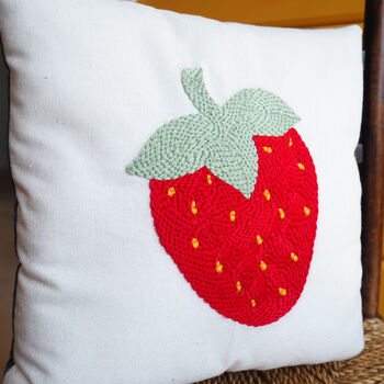 Punchneedle Strawberry Cushion, 3 of 5