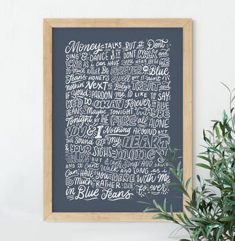 Personalised Song Lyrics Hand Lettered Art, 4 of 9