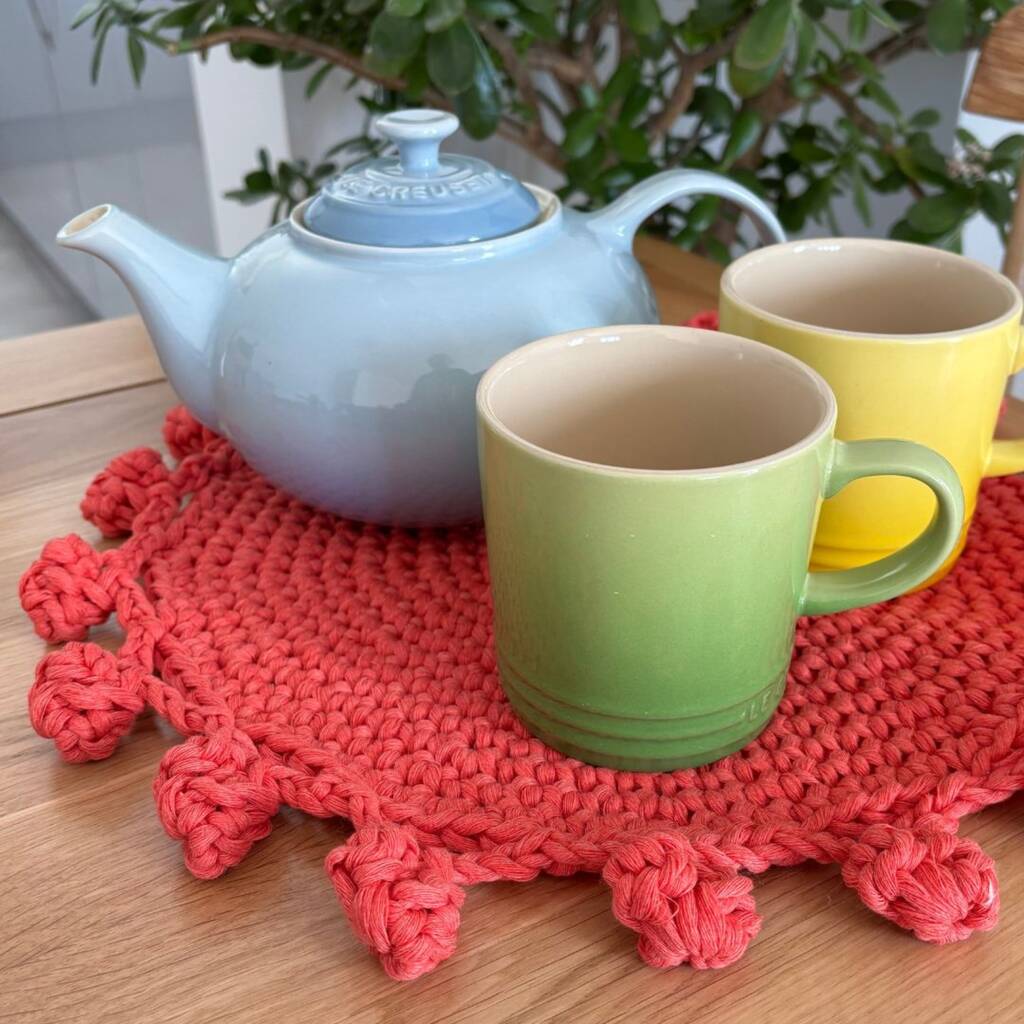 Pompom Placemat Crochet Kit, 1 of 8