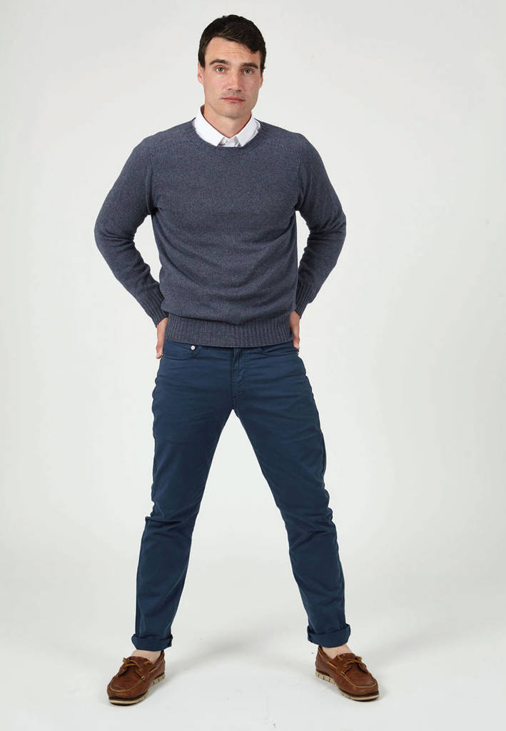 men's bruce denim blue lightweight jumper by t-lab | notonthehighstreet.com