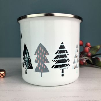 Cool Nordic Christmas Tree Enamel Mug, 5 of 5
