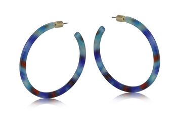 Julia Large Resin Hoop Earrings In Blue, 2 of 3