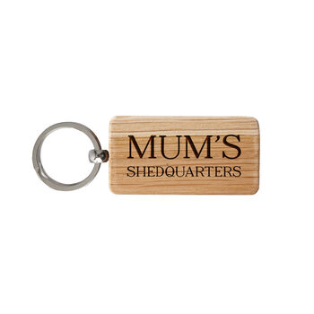 Bramble Farm 'Mum's Shedquarters' Oak Keyring, 2 of 2