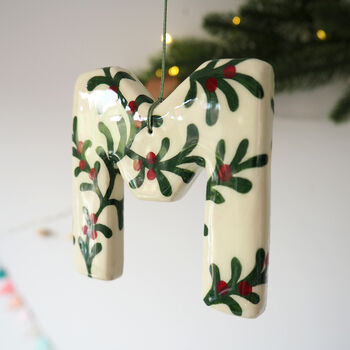Personalised Handmade Clay Hanging Letter With Hand Painted Berry Design, 3 of 4