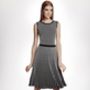Sienna Monochrome Striped Fit And Flare Knitted Dress, thumbnail 1 of 3