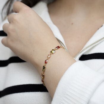 Personalised Deep Multicoloured Gemstone 18ct Gold Bracelet, 2 of 6