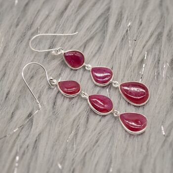 Red Ruby Drop Earrings: Silver Or Gold, July Birthstone Jewelry, 5 of 12