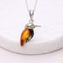 Personalised Sterling Silver Baltic Amber Kingfisher Pendant Necklace, thumbnail 1 of 10