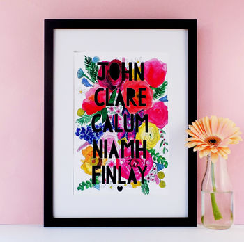 Personalised Family Watercolour Florals Papercut Print, 4 of 12