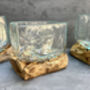 10cm Molten Glass Square Bowl On Teak Root Base, thumbnail 3 of 12