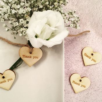 Pack Of 20 Thank You Wooden Heart Tags, 3 of 4