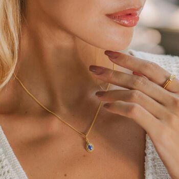 December Birthstone Tanzanite Gold Plated Huggie Hoop Earrings, 7 of 12