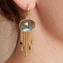 Grey Labradorite Gold Plated Silver Drop Earrings, thumbnail 2 of 7