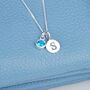 Girl's Personalised Initial And Birthstone Necklace, thumbnail 3 of 9