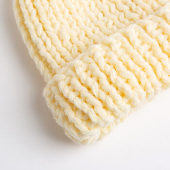 Kids Pom Pom Beanie Hat Easy Knitting Kit, 4 of 5