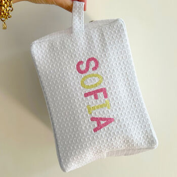 Personalised Embroidered Monogrammed Waffle Bag, 2 of 7